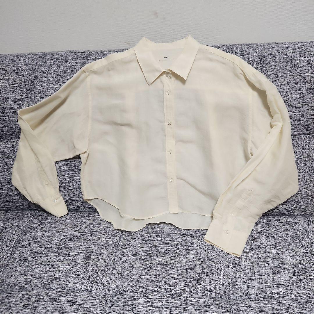 IENA Long Sleeve Shirt Ramie Lyocell Blend Ivory