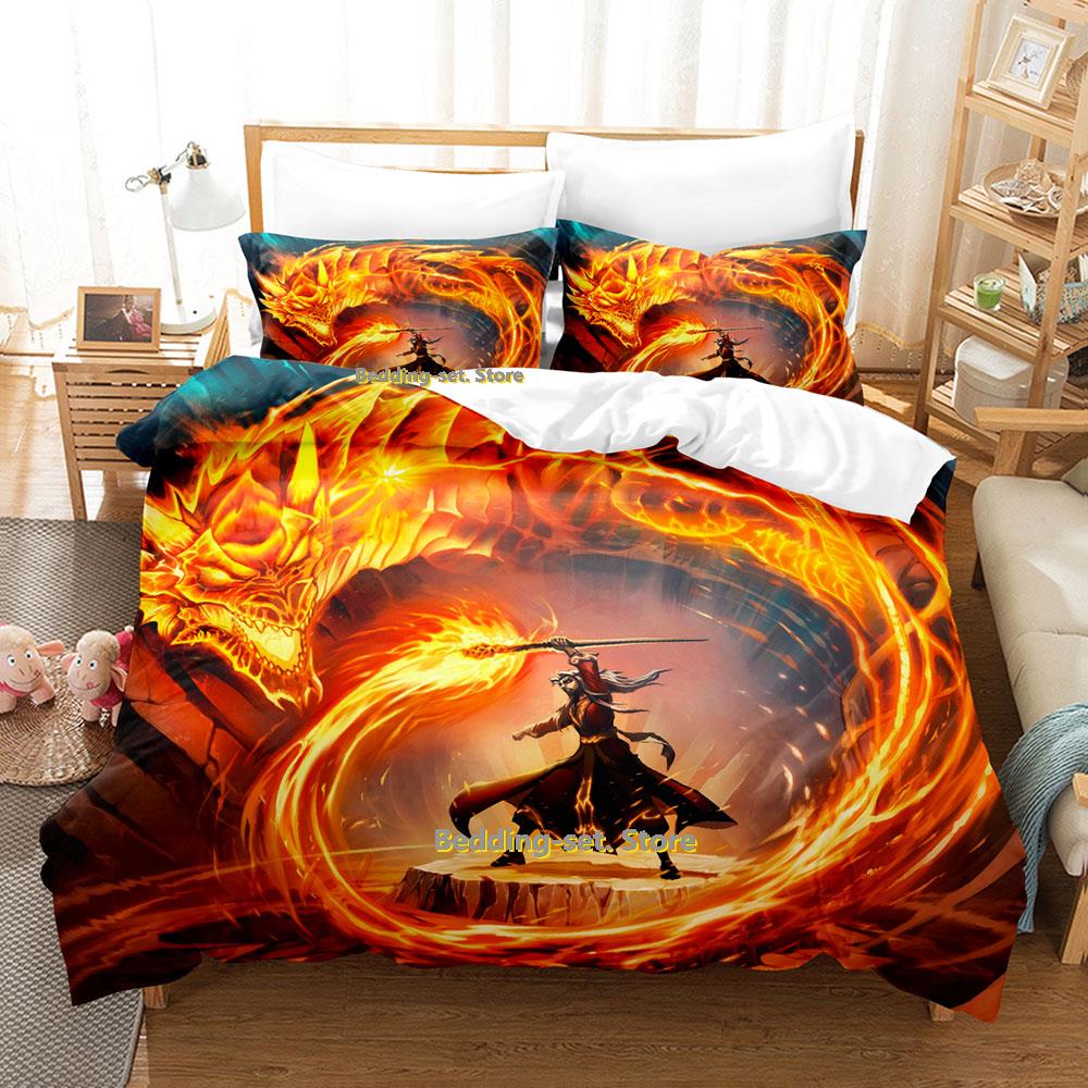 2023 Game Hearthstone Heroes Of Warcraft Bedding Set Cartoon Anime three-piece Set Teenager Bedroom Duvetcover Sets