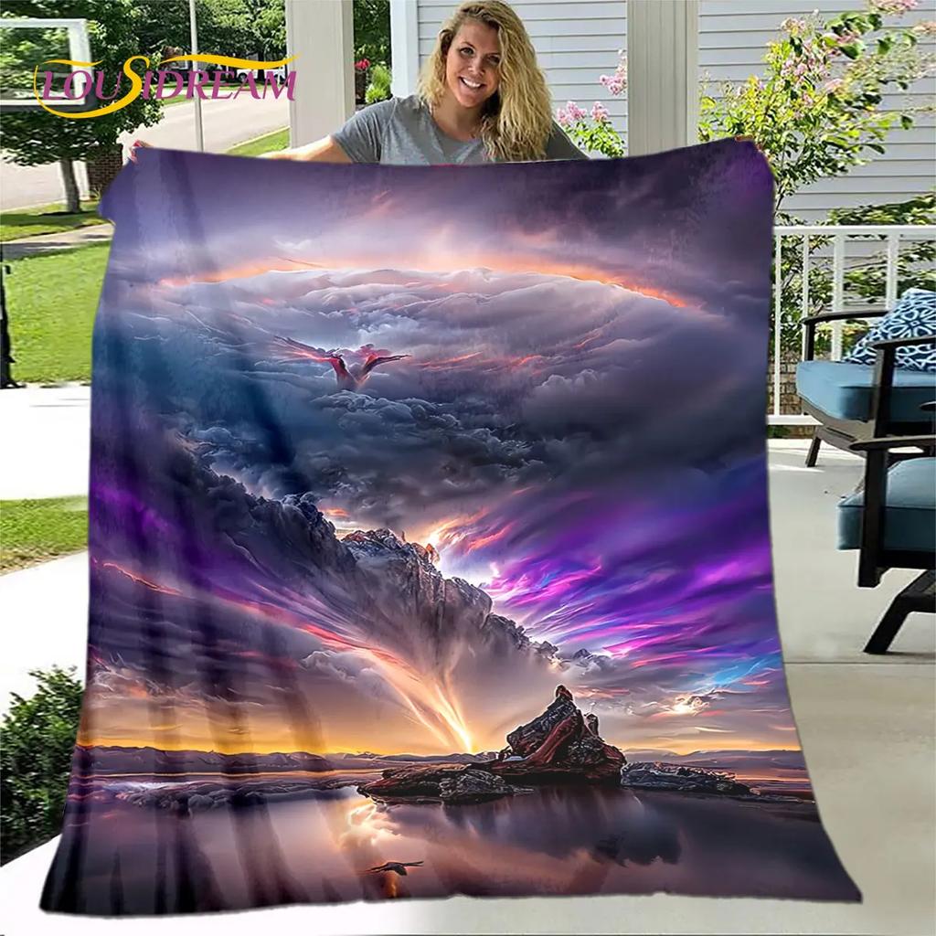 3D Natural ,Tornado, Cloud Blanket,Flannel Blanket Throw Blanket,Warm Blanket for Home Living Room Bedroom Beds Sofa Picnic Kid