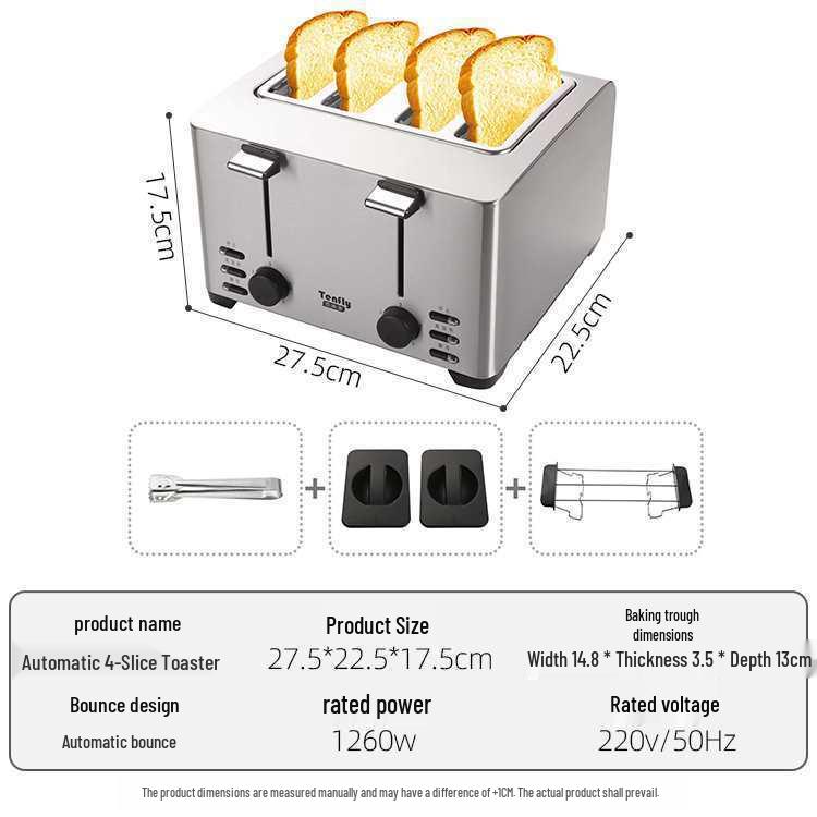 Commercial Toaster Oven: 4-Slice & 6-Slice Bread Maker for Home Use—Perfect for Toasting, Sandwiches, Breakfast, Baking, and Roujiamo