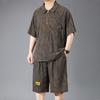 Plus Size 4XL-10XL Oversized Polo Shirt Summer Shorts Sets Vintage Clothes Men's 2 Pieces Set
