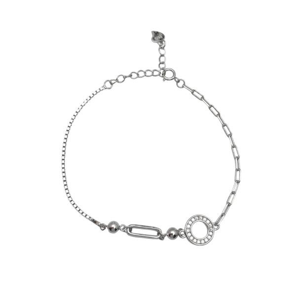 European-American Style S925 Sterling Silver Geometric Bracelet, Versatile Gold-Plated Fashion Accessory for Women