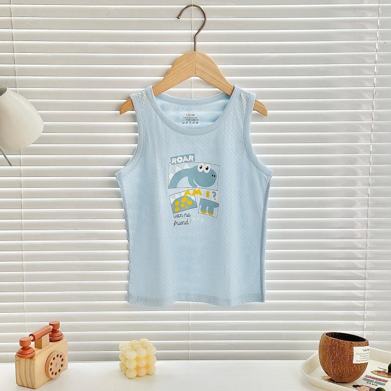 Boys pure cotton vest summer children's mesh hurdle girl baby sling little boy summer middle and older children's vest