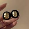 Black retro flower butterfly earrings temperament high-end stud earrings fashion niche versatile light luxury earrings
