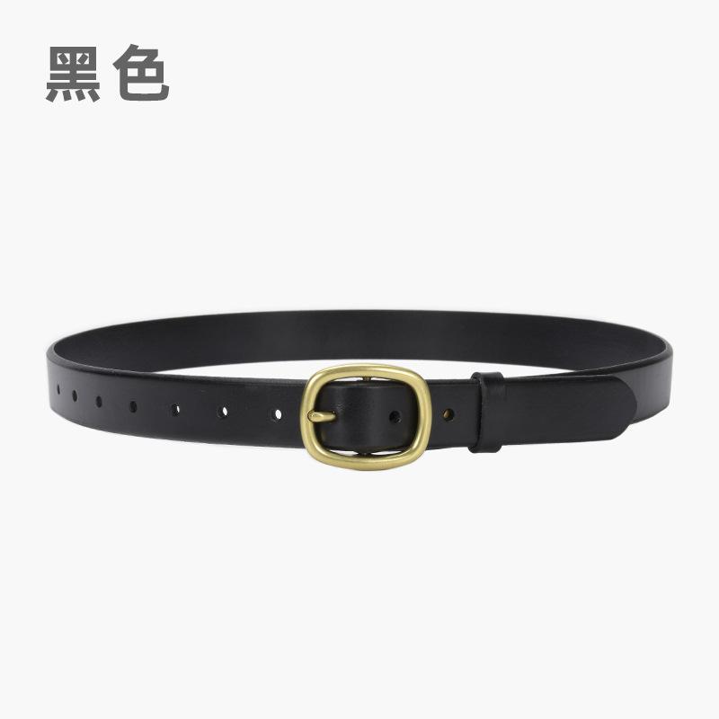 Women'S Genuine Leather Belt Single-Layer Pure Cowhide First-Layer Retro Japanese Buckle Belt