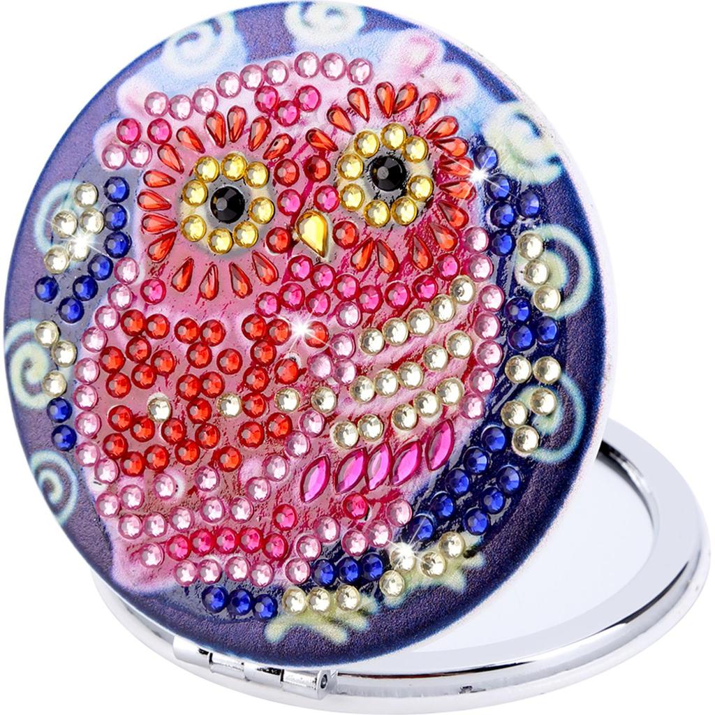 DIY Rhinestone Embroidery Mosaic Makeup Mirror Art Craft Set Double Side Crystal Diamond Mirror Pocket Mirror for Adult and