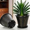 Sturdy Gardening Pot with Ventilation 8" Retro Flower Saucer, Thickened Plastic Planter Drainage Hole, Home Decor Plant Anti-Aging, Peacock
