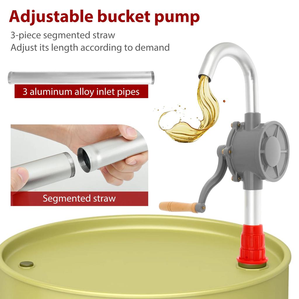 Manual Fuel Diesel Pump Oil Diesel Barrel Pump 32mm Oil Outlet Pipe Adjustable Drum Pump Outdoor Car Gasoline Transfer Tools