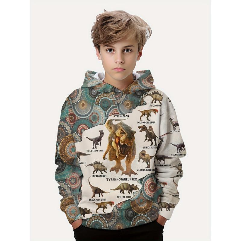 Kids Clothes Boys Hoodies Long Sleeve 3D Dinosaurs Print Children Spring Fall Clothes Casual Stylish Outdoor Boy Clothes Tops
