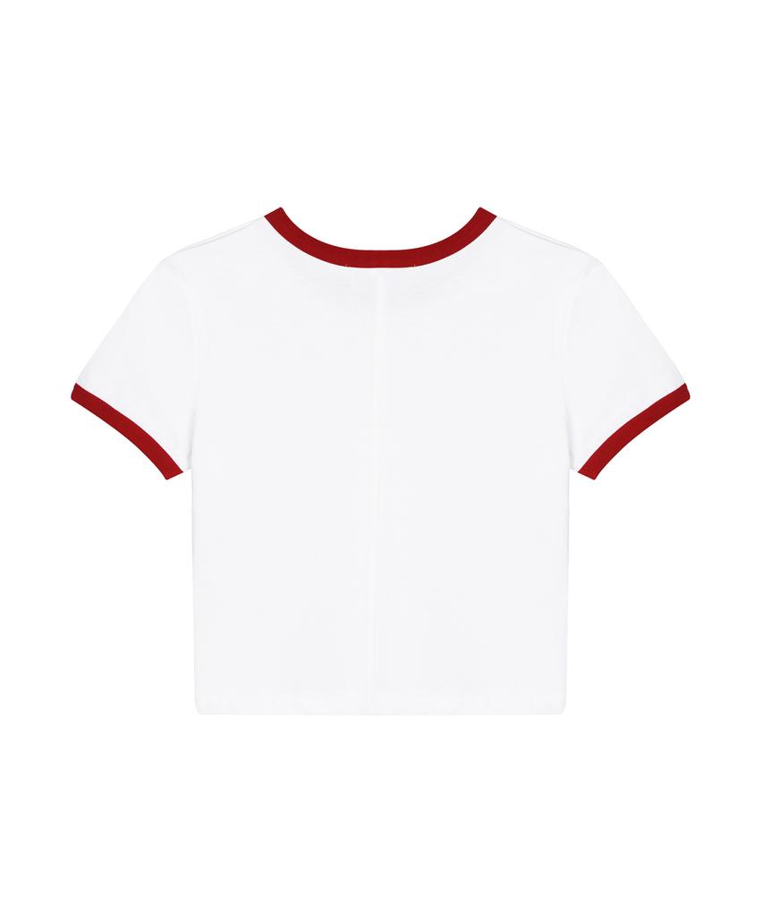 Nigaennikol Nicole Printing Ringer Crop Top_White Red