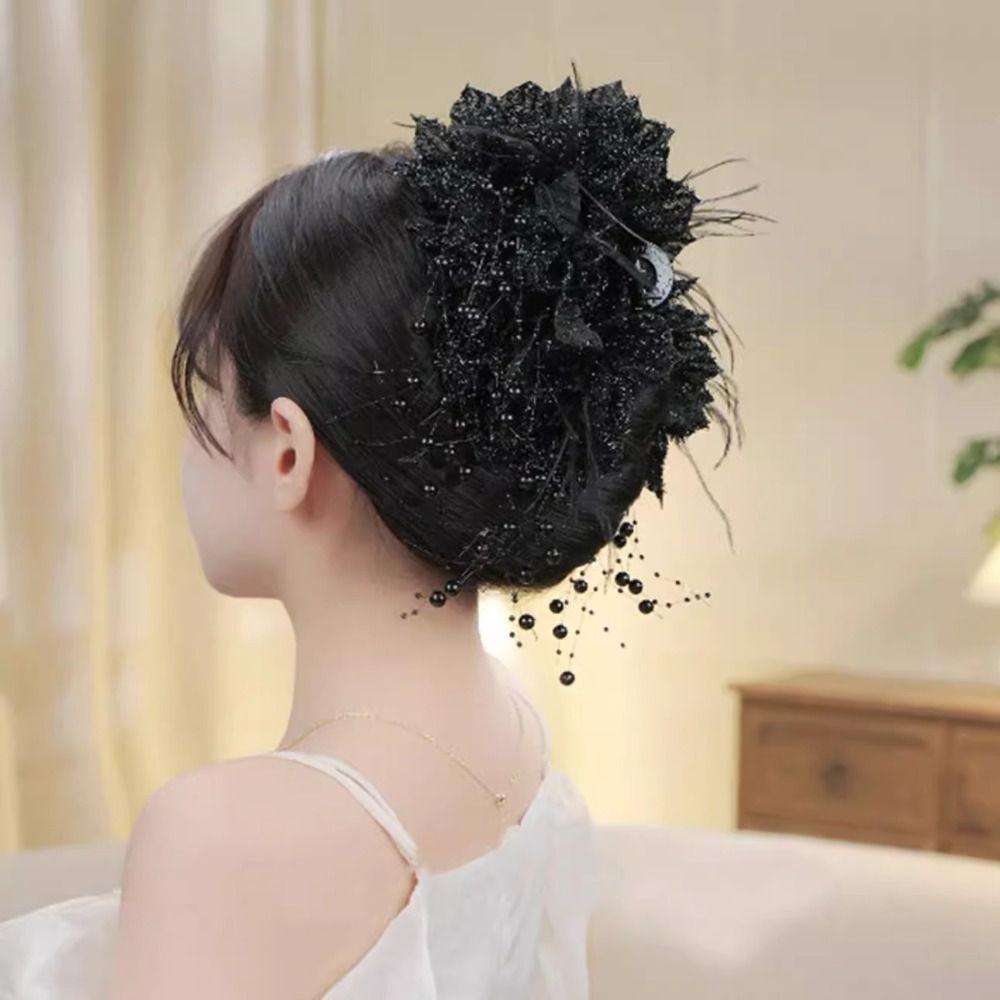 Peony Flower Hair Claw Sequin Hair Accessories Fashion Bow Hairgrips  Women