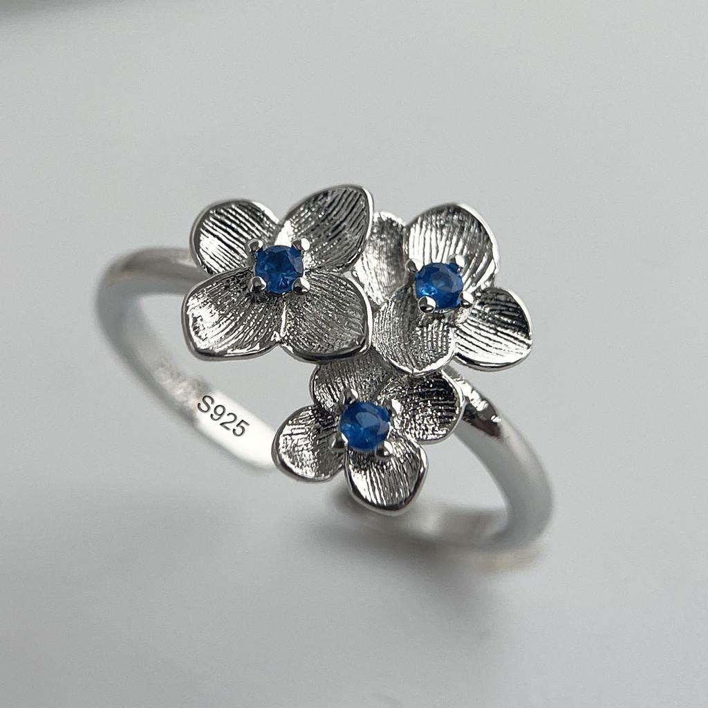 Xiaomi 925 Sterling Silver Rings for Women Couple Minimalist Handmade Simple Blue Flower Zircon Ring Fine Jewelry Gift Prevent Allergy