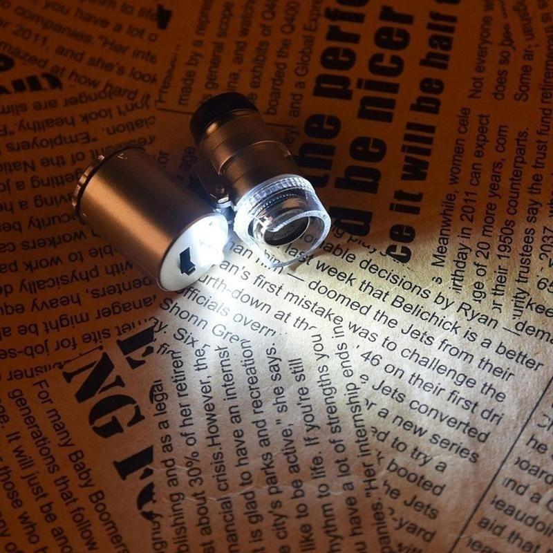 Mini Microscope With Led Light 60x Portable Magnifying Glass ZPG