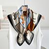 Chessboard Plaid 71CM Cotton and Linen Silk Scarf Small Square Scarf Women's Spring and Autumn Summer Thin Scarf Scarf Linen Headscarf Belt