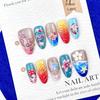 30-Piece Summer Ocean 3D Almond Nails: Starfish, Seashell & Flower Design - Pure Handmade Art