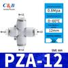 Pneumatic Nylon Air Hose Quick Connect Fittings: PU Straight, PY 5-Way, Cross 4-Way, PZA 3-Way, PE Connector with White/Blue Cap