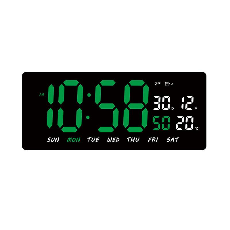 

15-дюймовые большие светодиодные цифровые часы-будильник с временем/датой/неделей/температурой/тремя наборами будильников 12/24 ч. Регулируемая яркость Время повтора