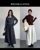Ou Fan Women's Slimming Black Midi Skirt: Elastic Waist, Hip-Covering, Autumn/Winter Style #11017