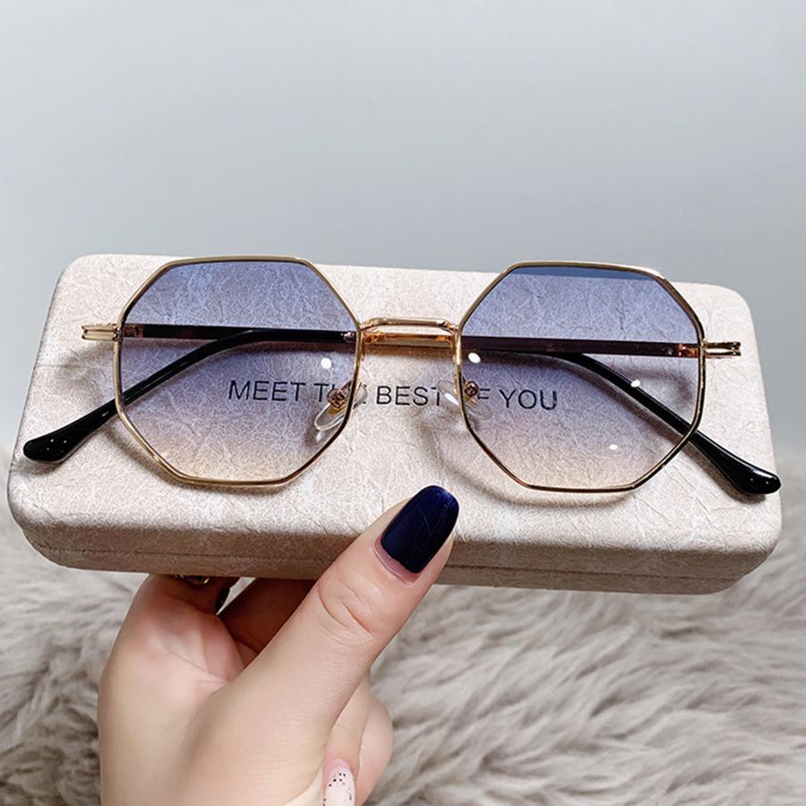 Polygon Metal Sunglasses Vintage Frame For Women Sunglasses Men Luxury Brand Design Sun Glasses Women Mirror Uv400