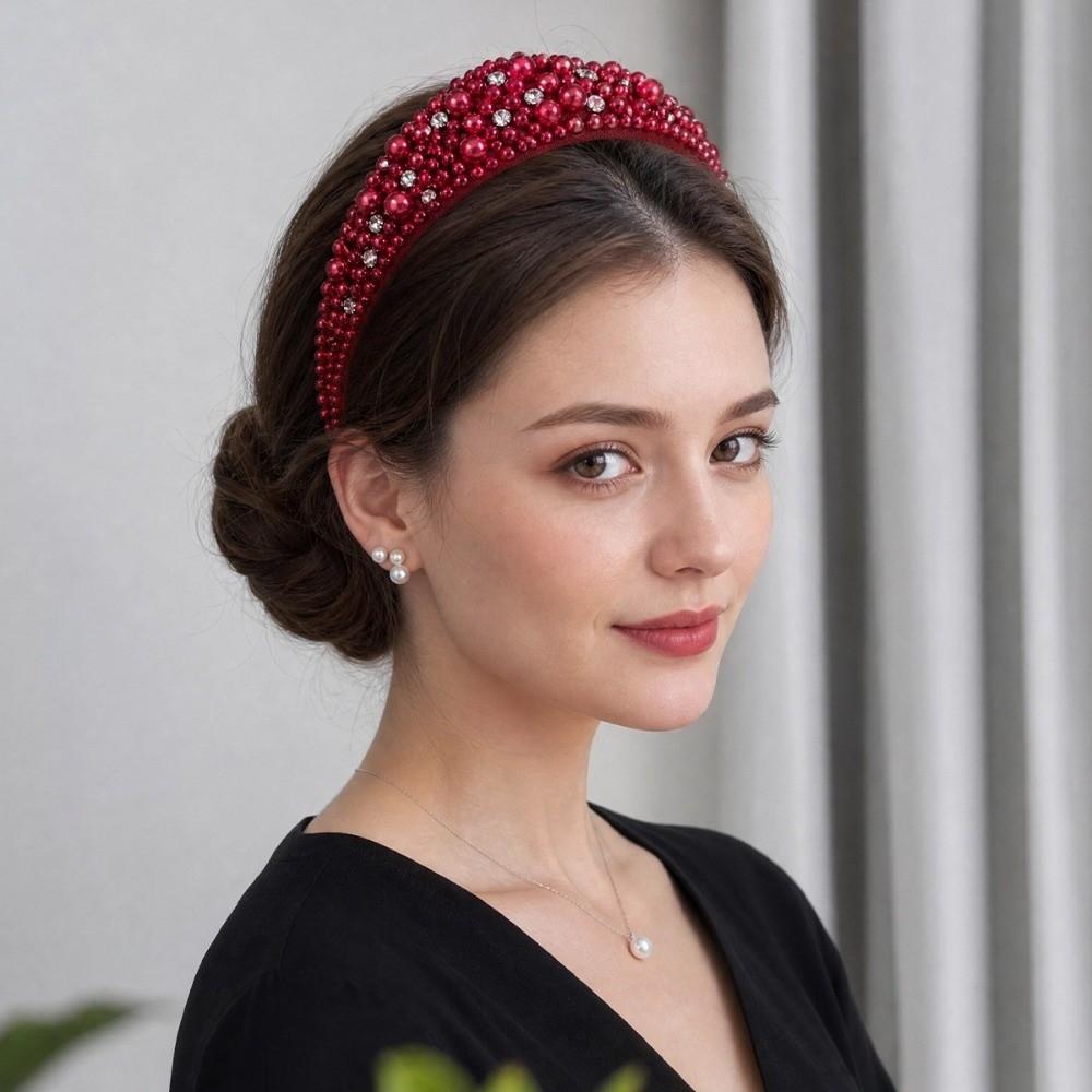 Baroque Fabric Hair Bands Elastic Hair Hoop New Pearl Headband Headwear
