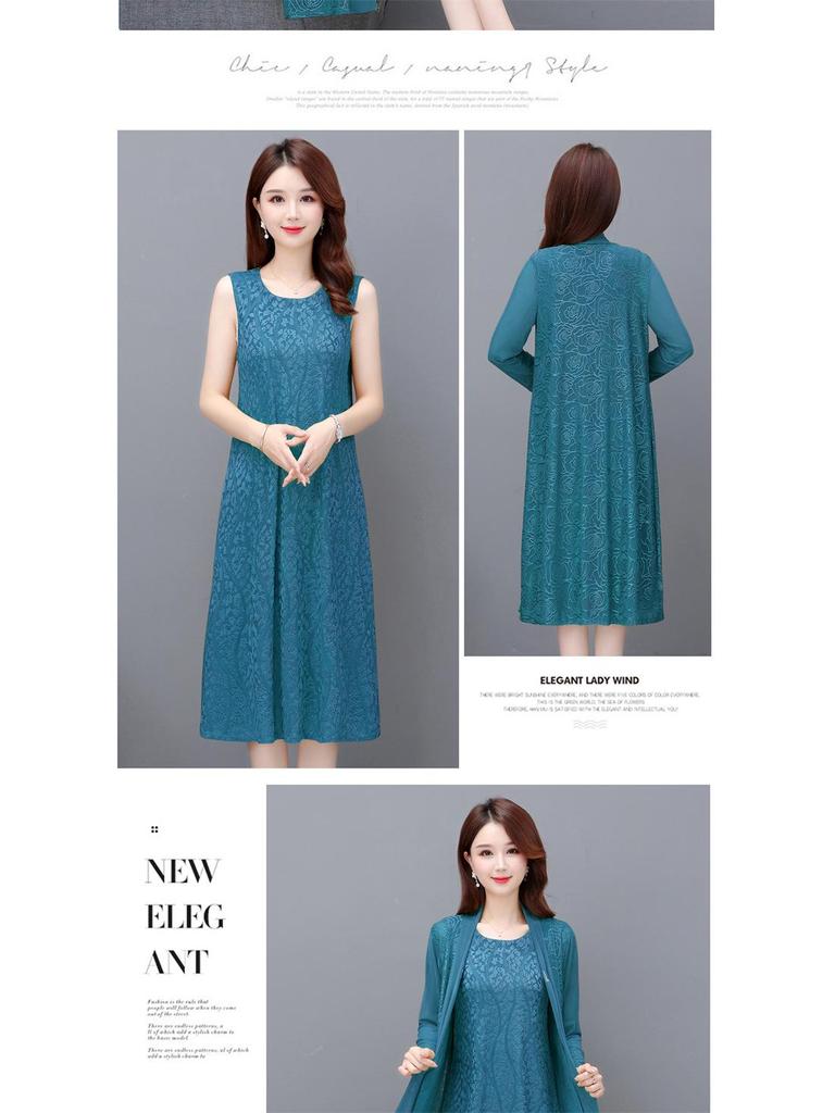 Rochie de vară din două piese 2023 cu șal cardigan de lungime medie