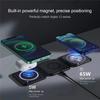 100W 3 In 1 Magnetic Portable  Wireless Charger  for iPhone15 14 13 12 XR Pro Max  Watch AirPods Fast Charging Dock Station