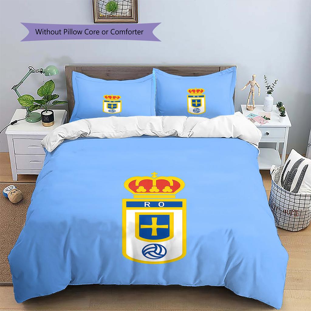 Real Oviedo Muster Bettwäsche Steppdecken-Set Heimdekoration Geschenk (1 Bettbezug + 2 Kissenbezüge (ohne Füllung))
