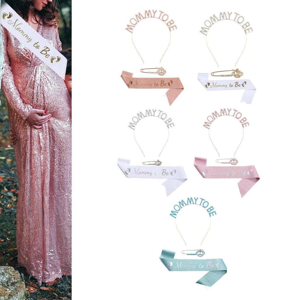 Mommy To Be Sash Set Tiara Rhinestone Crown Satin Sash Mum To Be Sash for Celebration Birthday Party Supplies Gender Reveal