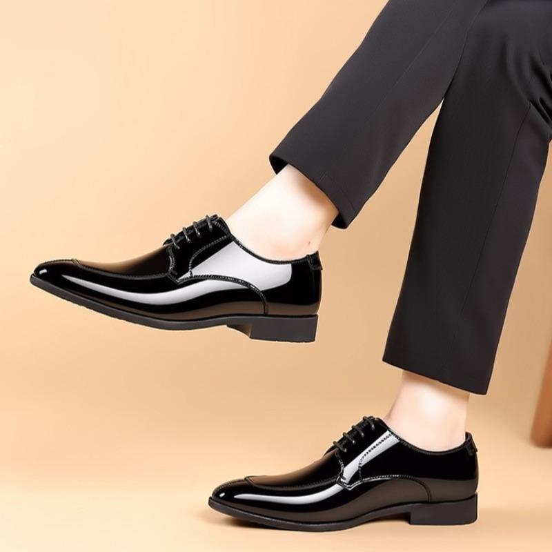 Mens Dress Shoes Luxury Patent Leather Business Shoes Pointed Toe Casual Office Shoes for Men Lace Up Oxfords Wedding Party Shoe