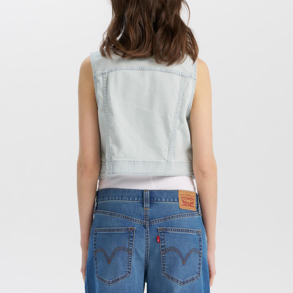 Levis Comfortable Button-Down Denim Vest Women Vests 003XP-0000
