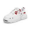 Fashion Edgy Best - Selling White - Red Chunky Dad Sneakers, Metal Rivets & Lace - Up, Ideal for Streetwear