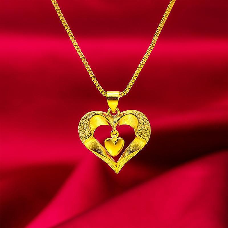 Gold Color Pendant Bird'S Nest Lucky Clover Flower Heart Necklace Accessories