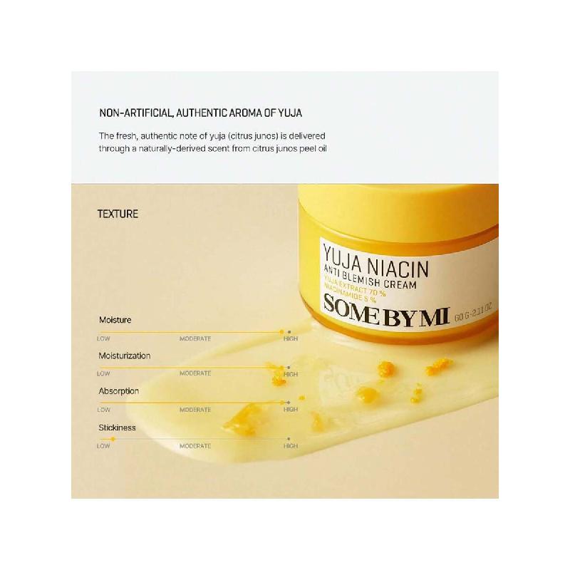 SOME BY MI Yuja Niacin Anti Blemish Cream -  60ml - Daily Face Moisturizer Made From 5% Niacinamide - Advanced Skin Brightening And Pigmentation