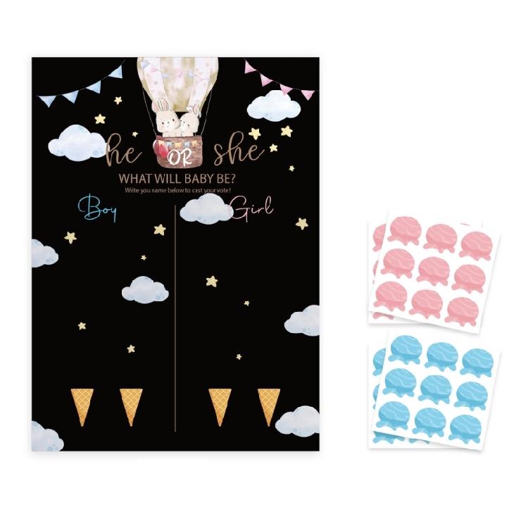 Gender Reveal Party Poster Games Blue and Pink Voting Stickers for Baby Shower