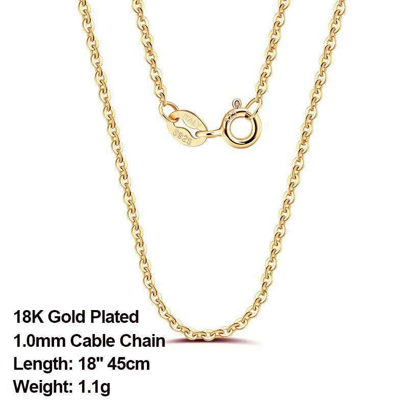 ORSA JEWELS Italian 925 Sterling Silver 1.0mm Cable Chain Personalize Necklace for Women Link Chains Necklace 45 50 55cm SC06-P