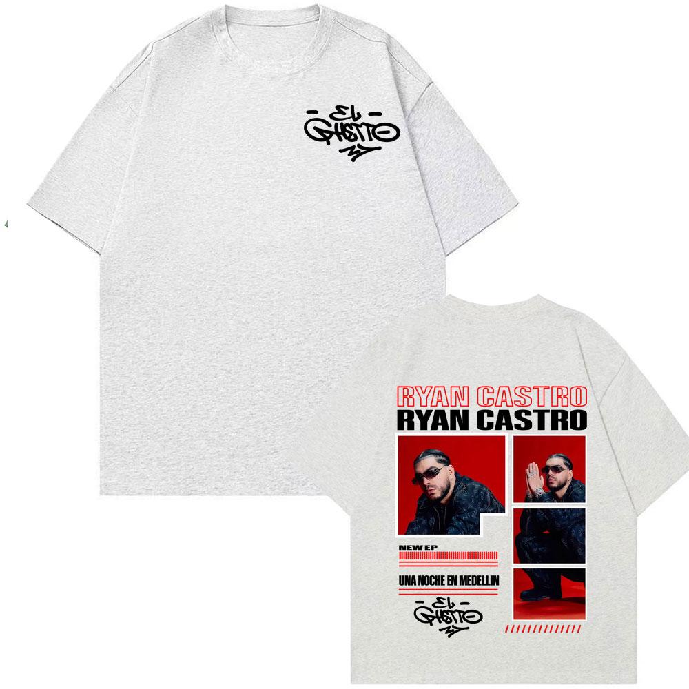 Rapper Ryan Castro Album Tour 2025 Cover Men's T-Shirt, Harajuku Hip Hop Street T-Shirt Cotton Casual Loose Short Sleeves