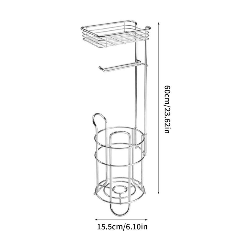 Elegant Iron Standing Tissue Dispenser Large Capacity Modern Floor Mounted Toilet Paper Stand for Homes Office Or Travel