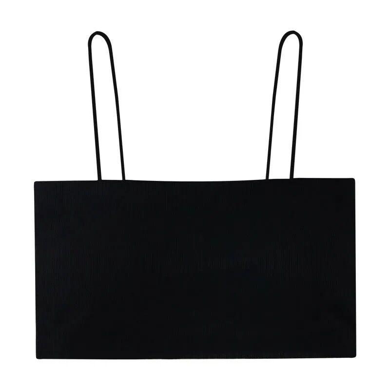 Korean Style Summer Ice Silk Camisole with Chest Pad - Anti-Exposure Sports Vest for Students