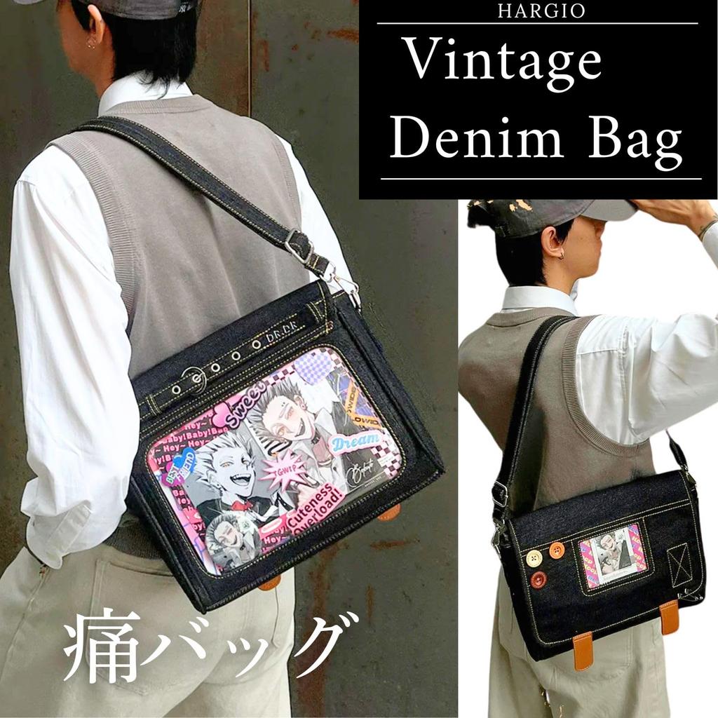 Ita Bag Shoulder Bag for Denim Ita Otaku Activity Oshikatsu Ita Ita Ita Ita Plush Toy Popular [Harujio] Men, Bag, Double-Sided Black, Bag, Bag, Bag,