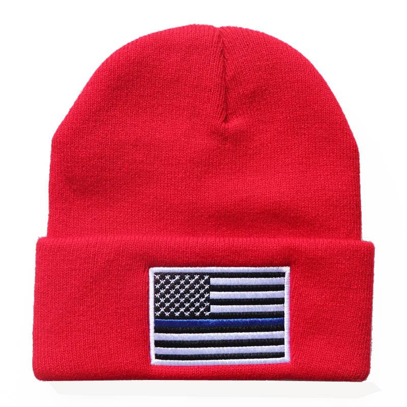 Popular in Europe and America, American flag embroidered knitted beanie hat Autumn and winter warm hats for men and women Adjustable