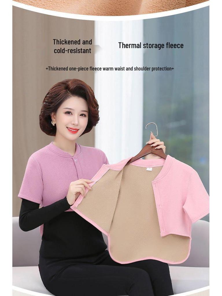 Velvet Maternity Cardigan: Shoulder & Waist Protection, Short Sleeve, Warm Sleepwear for Autumn & Winter