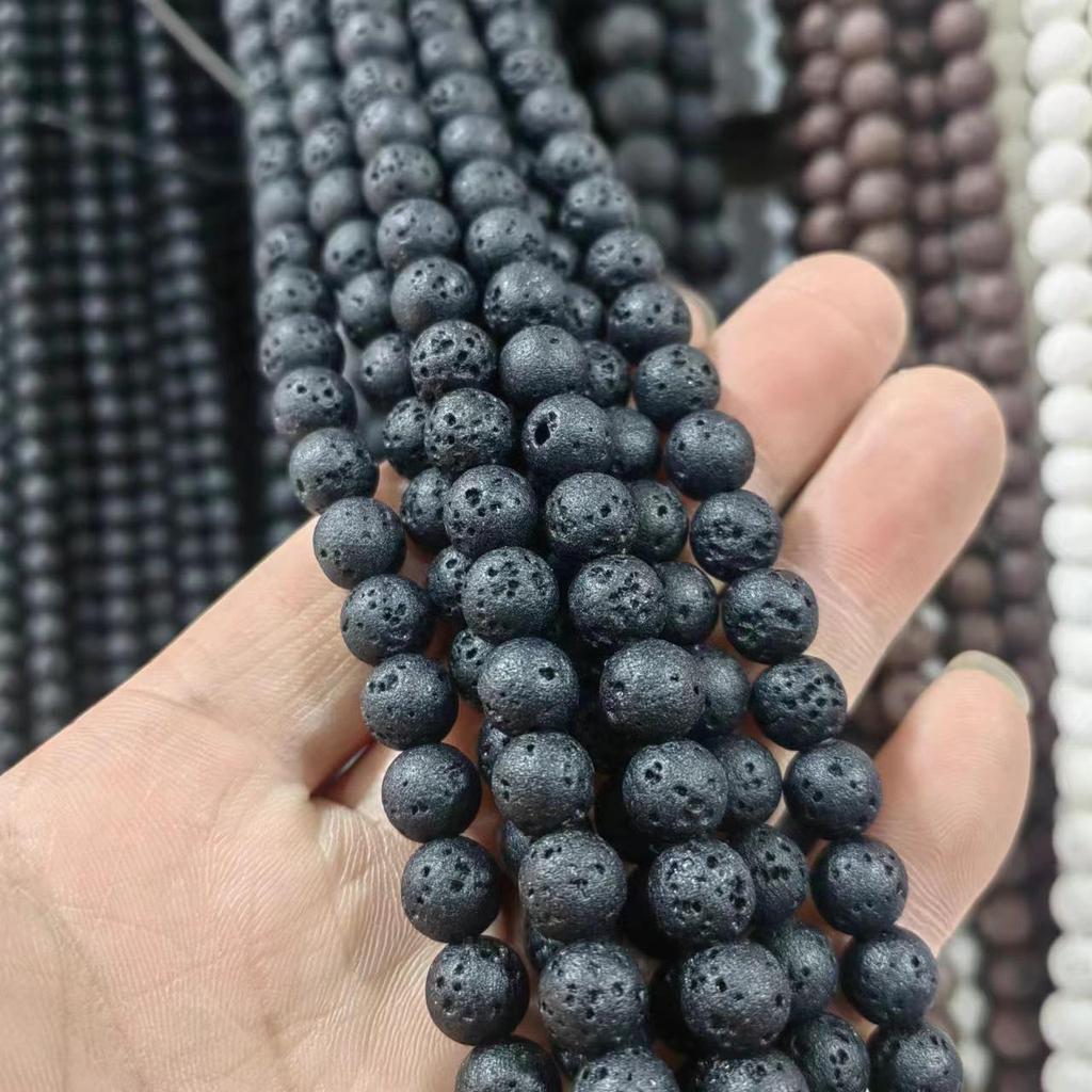 Volcanic Stone Bead Jewelry: Round, Square, Abacus, Rectangular Beads for DIY Bracelets & Necklaces.