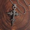Vintage Gothic Skull Jesus Cross Pendant Necklace Catholic Jewelry for Men Punk Religious Amulet Necklace