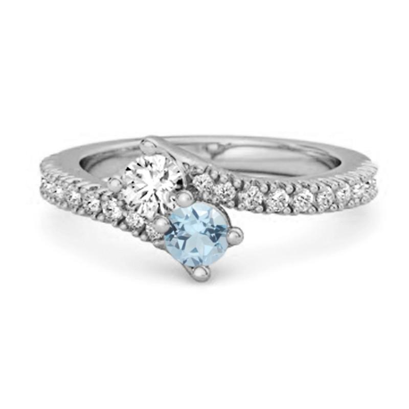 Blue Topaz Bypass Ring - 925 Sterling Silver 10