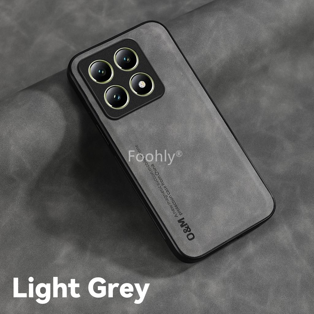 Nubuck Leather Magnetic Case for Xiaomi 14T Pro Mi 14 5G Protective Cover Shockproof Back Shell Coque Capa Fundas