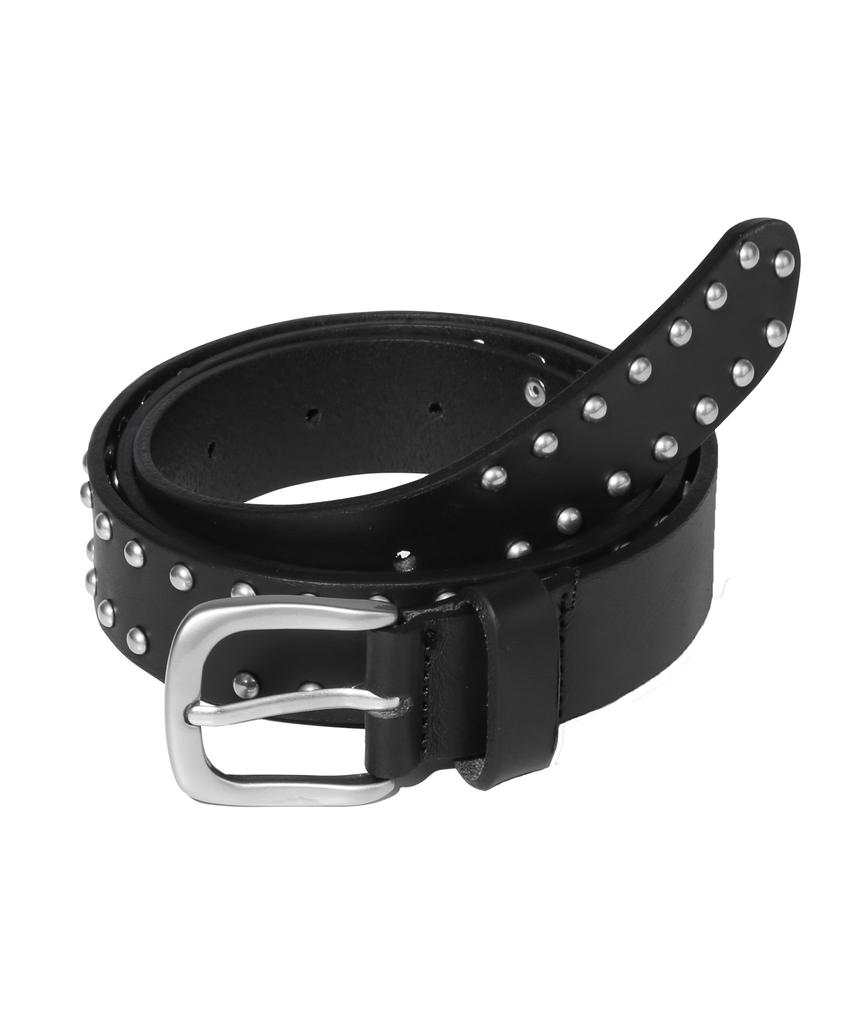 BASEMOMENT Leather Studded Belt Black