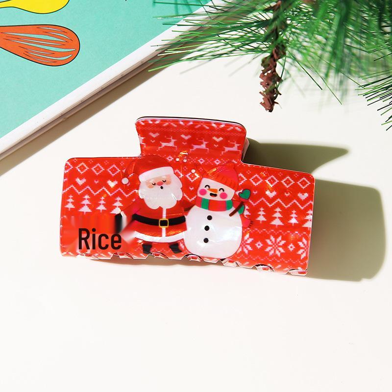 Festive Hair Clip Set: Snowman, Gingerbread Man, Santa, and Cartoon Shark Clips