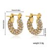 Stainless Steel Plated 18K Gold Kink Earrings Diamond Twist Pearl Exaggerated Full Diamond Earrings