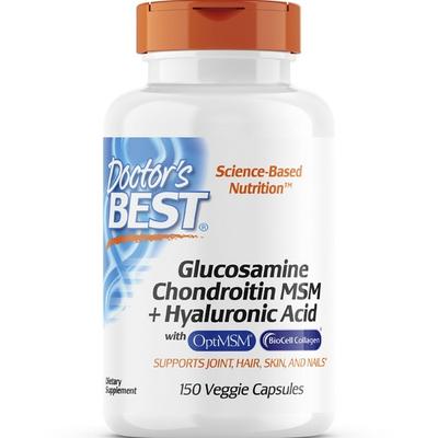 Doctor's Best Glucosamine Chondroitin MSM + Hyaluronic Acid Veggie Capsules, 150 Pieces, 150 Tablets, 1 piece,Korean Health Food
