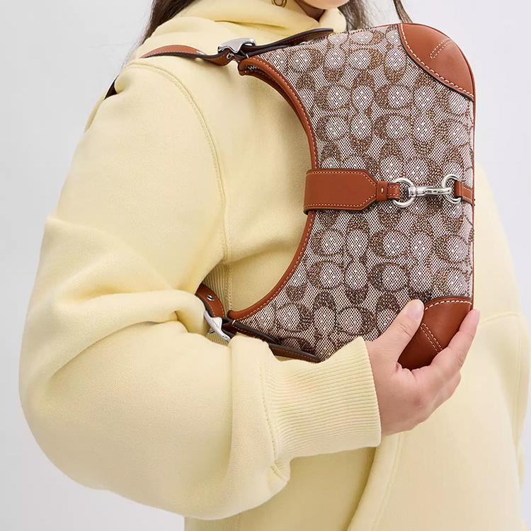 Coach Hamptons 27 Manico Regolabile Borsa Hobo in Pelle Borse da Donna Ambra Lucida CW654-LHBAR